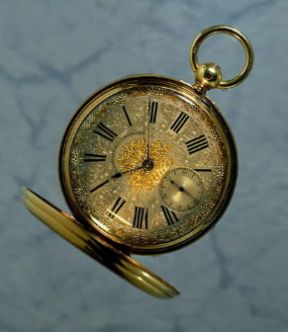 Orologio da tasca in oro, realizzato nel 1863 da A. Johnnsen (Milano, Collezione L. Pippa).De Agostini Picture Library/A. Dagli Orti
