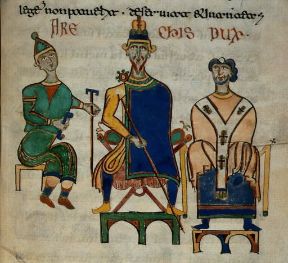 Arechi II. Il principe Arechi II In trono in una miniatura del XI sec. (Codex Matrittensis).De Agostini Picture Library/A. Dagli Orti