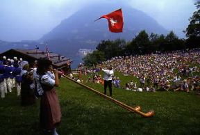 Svizzera. Festa nazionale del 1Â° agosto sulle storiche sponde del lago dei Quattro Cantoni.De Agostini Picture Library/S. Gutierrez