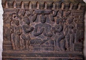Gandhara. Rilievo raffigurante il Buddha (Peshawar, Museo).De Agostini Picture Library/W. Buss