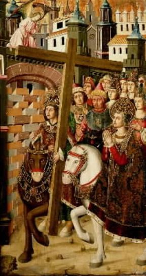 Elena . L'imperatrice e l'imperatore Eraclio con la santa croce alle porte di Gerusalemme in un dipinto di M. Jimenez e M. Bernat (sec. XVI; Saragozza, Museo Provinciale).De Agostini Picture Library/G. Dagli Orti