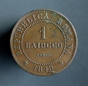 Baiocco. Recto di un baiocco della Repubblica Romana (1849).De Agostini Picture Library / A. Dagli Orti