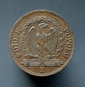 Baiocco. Verso di un baiocco della Repubblica Romana (1849).De Agostini Picture Library / A. Dagli Orti