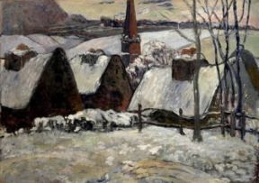 Paul Gauguin. Villaggio bretone sotto la neve (Parigi, MusÃ©e d'Orsay).De Agostini Picture Library/A. Dagli Orti