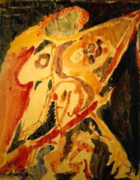 Pierre Alechinsky. Leone che vince il piccolo Michel (1962; Parigi, Collezione Ariel).