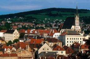 Boemia. Veduta della cittadina boema di Cesky Krumlov.De Agostini Picture Library/W. Buss