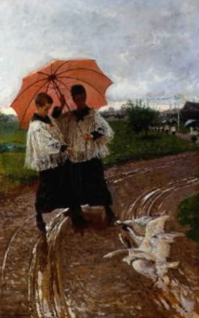 MosÃ¨ Bianchi (1840-1904). Il ritorno dalla sagra.Finarte