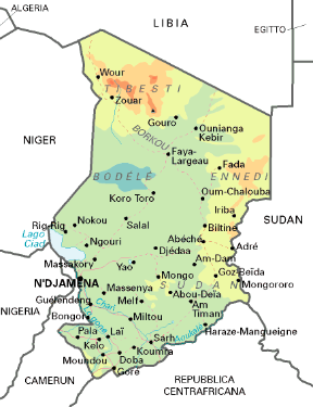 Ciad. Cartina geografica.