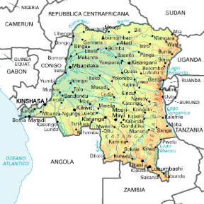 CÃ²ngo. Cartina geografica.