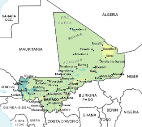 Mali. Cartina geografica.