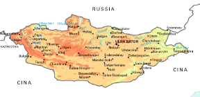 Mongolia. Cartina geografica.