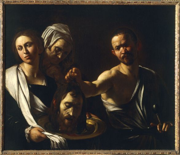 Salomè riceve la testa del Battista, olio su tela, 1607-10, collocato presso la National Gallery di Londra La tela 'Salomè riceve la testa del Battista' è un esempio dell'uso scenografico che Caravaggio faceva della luce, per esaltare la teatralità dei gesti e mettere in evidenza il realismo drammatico dell'immagine.