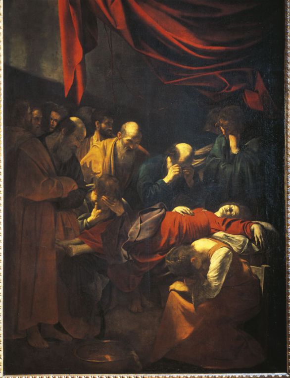 La morte della Vergine, olio su tela, 1605-06, collocato presso il museo del Louvre di Parigi Questa pala d'altare venne commissionata a Caravaggio da Laerzio Cherubini per la cappella di famiglia. L'opera venne rifiutata dal committente perché a suo parere il tema era stato affrontato in modo irriverente e la Vergine era stata rappresentata come una morta comune.