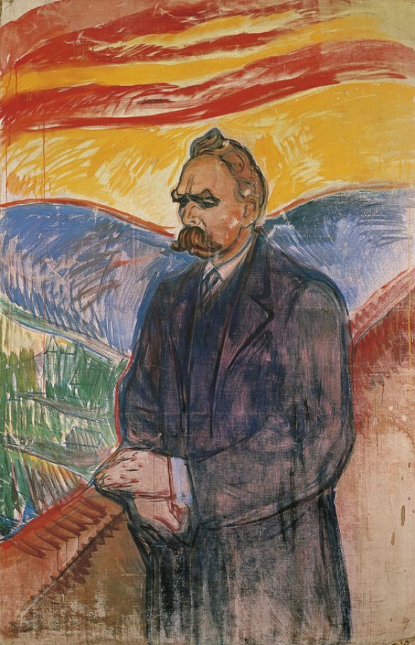 Munch ritrae il filosofo Per Nietzsche ciò che deve essere superato non sono tanto le categorie con cui l'uomo impone ordine e armonia a ciò che gli sta di fronte, ma è l'uomo stesso che, diventando superuomo, deve avere il coraggio (la volontà di potenza) di accettare il caos, cioè la vita, per quello che è, fino a far coincidere il destino con la propria volontà, la necessità con la propria libertà. 