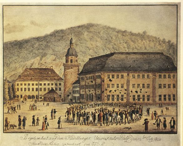Festa degli studenti all'università di Lipsia Per continuare a seguire le lezioni di filologia classica di Friedrich Ritschl, che era suo insegnante a Bonn, si iscrive all'Università di Lipsia nel 1865.Nei suoi studi affronta Teognide e Suida, ma i suoi autori preferiti sono Platone e soprattutto Emerson e Schopenhauer.