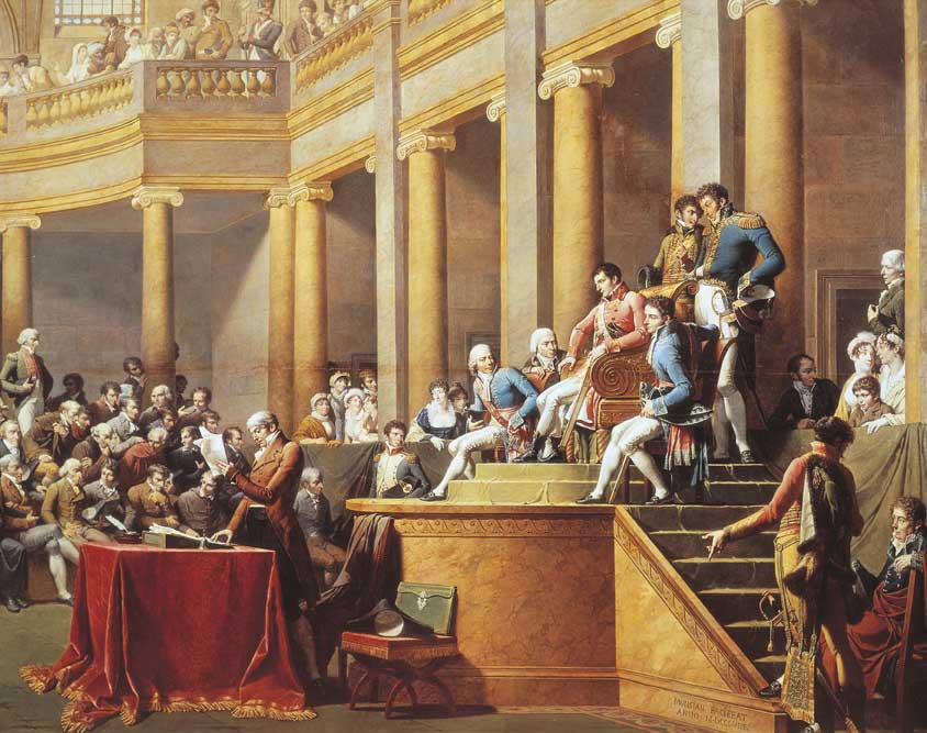 Consulta della Repubblica Cisalpina, 1802 La Consulta della Repubblica Cisalpina conferisce la Presidenza a Bonaparte, 26 Gennaio 1802, Nicolas Mansiaux.
© De Agostini Picture Library.