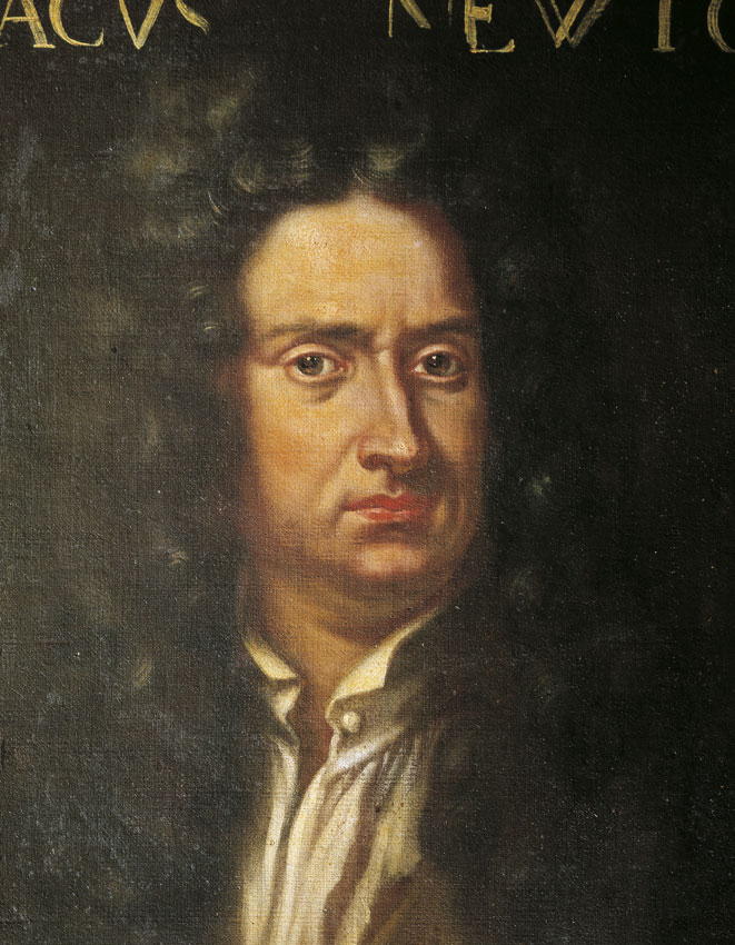 Isaac Newton (Woolsthorpe, Lincolnshire, 1642-Kensington, Londra, 1727) Fisico e matematico inglese (Woolsthorpe, Lincolnshire, 1642-Kensington, Londra, 1727). Newton elaborò il nucleo principale delle sue ricerche durante un periodo di involontario isolamento causato da una terribile pestilenza che infieriva su tutta l'Inghilterra. Si colloca in questi anni il noto aneddoto della caduta di una mela dall'albero che avrebbe indotto Newton a chiedersi se la forza che attrae la mela verso la Terra è identica a quella che trattiene la Luna nella sua orbita. Egli suppose che la sfera d'azione di questa forza raggiungesse la Luna, attenuandosi in proporzione al quadrato della distanza, obbligandola a cadere lungo la sua orbita. 