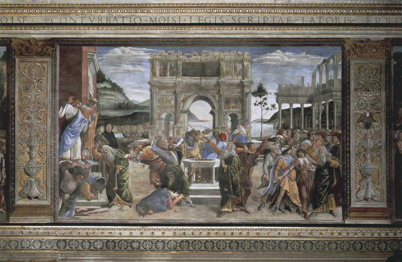 La punizione dei ribelli, Botticelli La punizione dei ribelli, 1480-1482, affresco di Sandro Botticelli (1445-1510) realizzato presso la Cappella Sistina in Vaticano.
© De Agostini Picture Library.