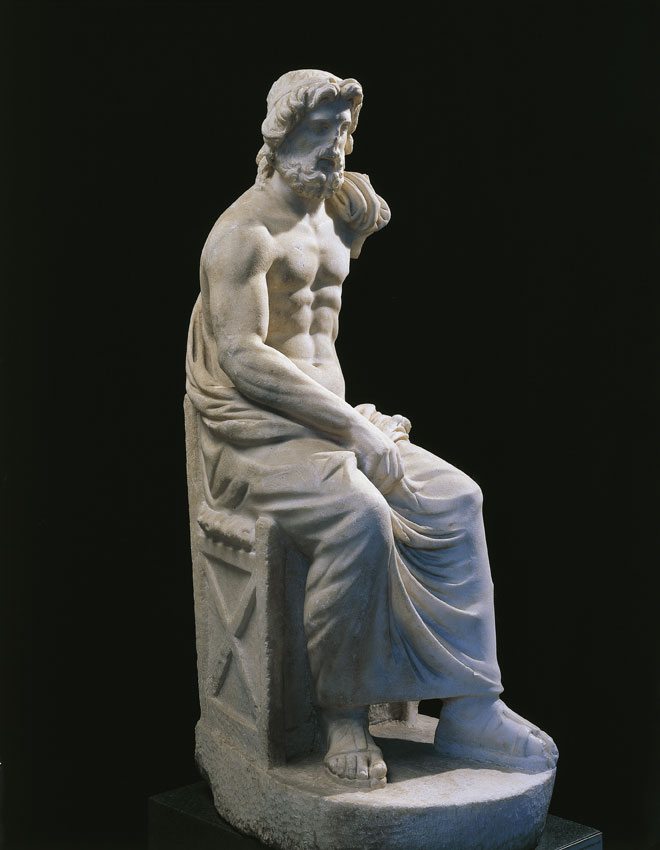 Zeus Zeus è il dio sovrano del pantheon greco, il supremo arbitro delle contese. Gli elementi uranici che compongono la sua figura divina e il suo stesso nome risalgono a un Essere Supremo indeuropeo chiamato con un termine indicante il “cielo diurno”. L'idea che Zeus impersona è la sovranità che regola l'universo, dandogli una forma ordinata (cosmo); inoltre regola i rapporti sociali garantendo l'ordine costituito.