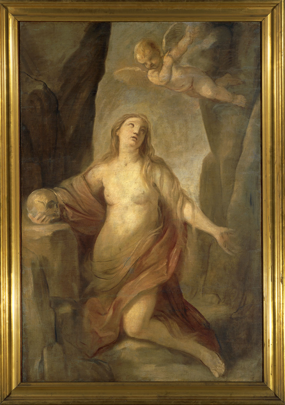 La Maddalena penitente, Guido Reni, olio su tela, 1640-1642 Nel decennio successivo al 1630 Reni fu occupato nell'esecuzione di un folto gruppo di opere di soggetto religioso, che segnarono una più viva aderenza ai temi della devozione cattolica, cui si accompagnò un'estrema raffinatezza formale e cromatica. 