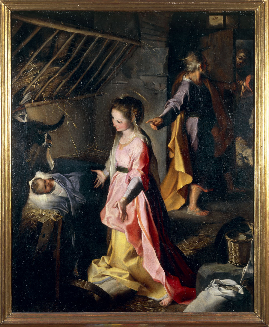 Presepe, Alessandro Vitali, olio su tela, 1598 Questo dipinto è una replica da Federico Barocci, un pittore di soggetti soprattutto religiosi, che presentano sempre un'impostazione a scorci e “a ghirlanda” di tipo correggesco, movimentata da numerose figure e dall'abbondanza di particolari, con personalissimi effetti di colore.