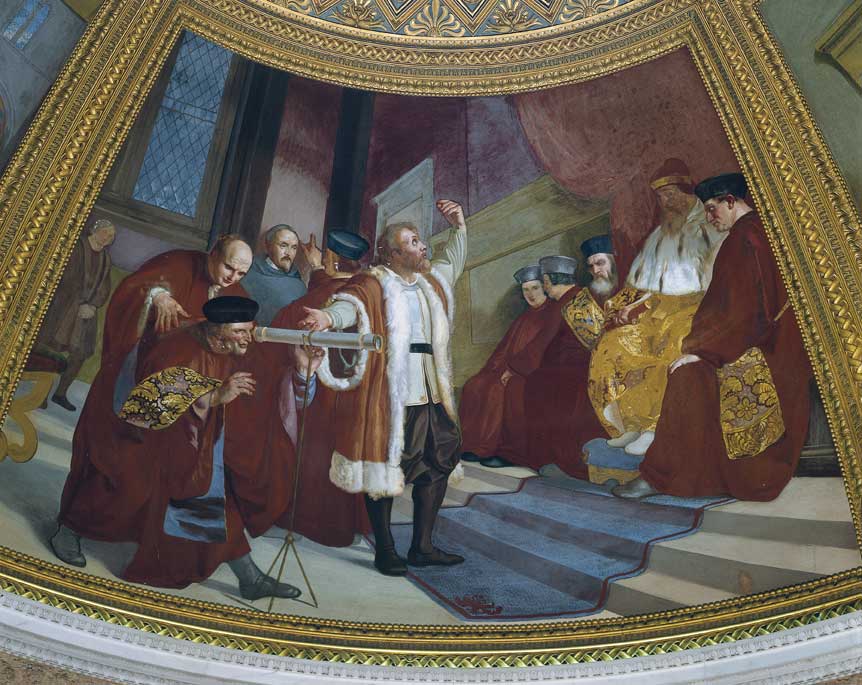 Galileo e il doge, dipinto Galileo presenta il telescopio al doge.
© De Agostini Picture Library