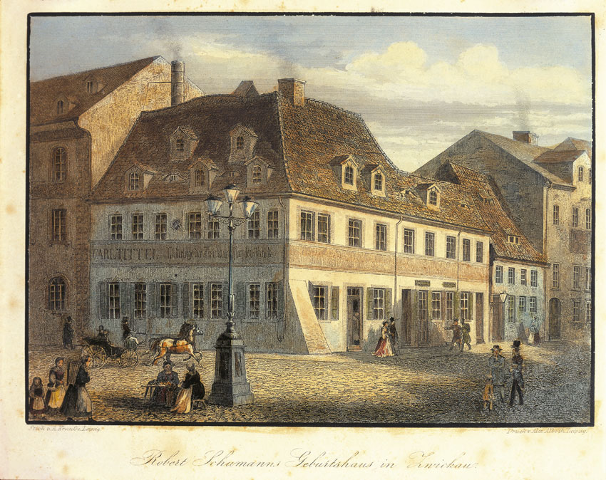 La casa natale del compositore Schumann ebbe una giovinezza intensa ed errabonda. Compì studi letterari e musicali e fu a lungo incerto se intraprendere la carriera di compositore o quella di scrittore.